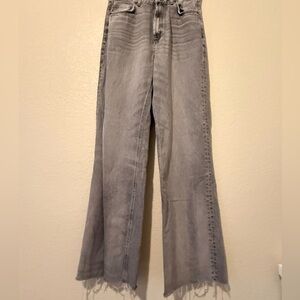 Zara Light Gray Wide Leg Baggy Denim Pants Size 10 | High-Waisted Casual Trendy